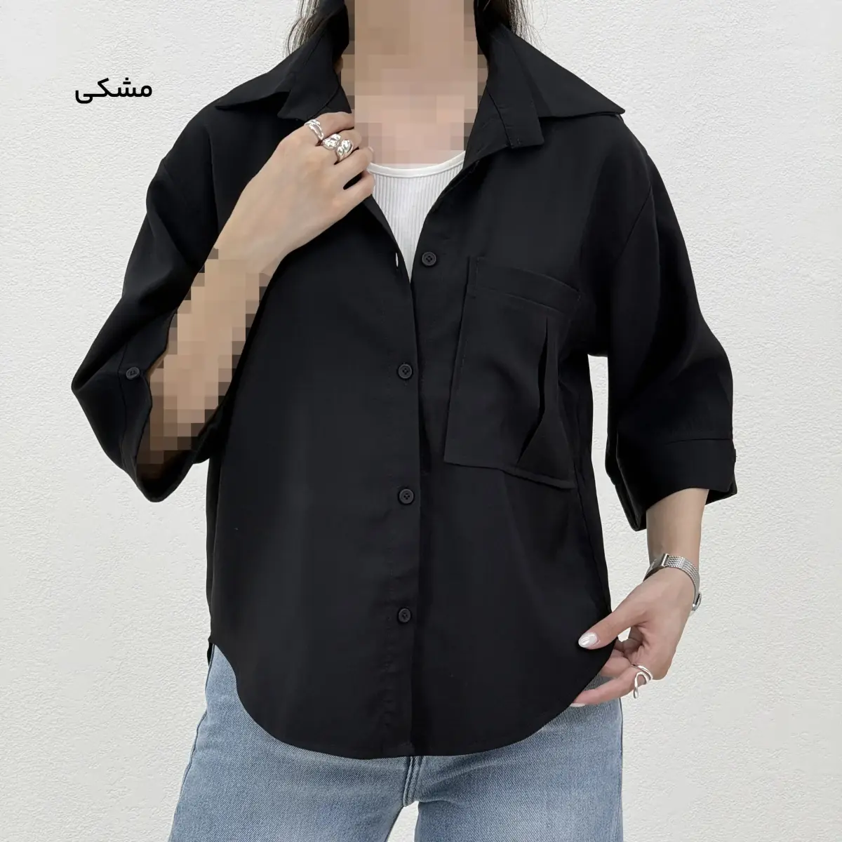شومیز زنانه سیلک تک جیب