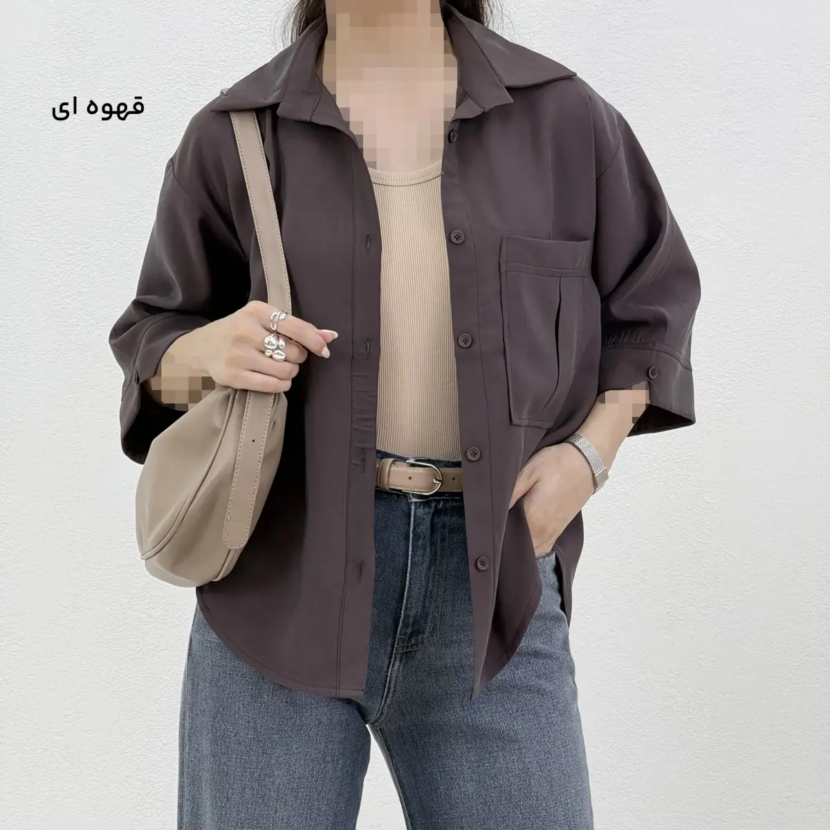 شومیز زنانه سیلک تک جیب