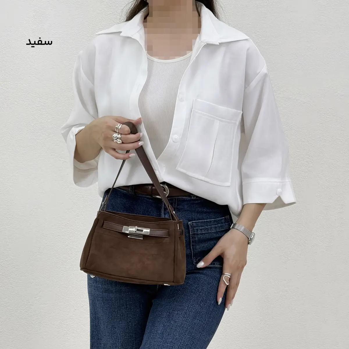 شومیز زنانه سیلک تک جیب