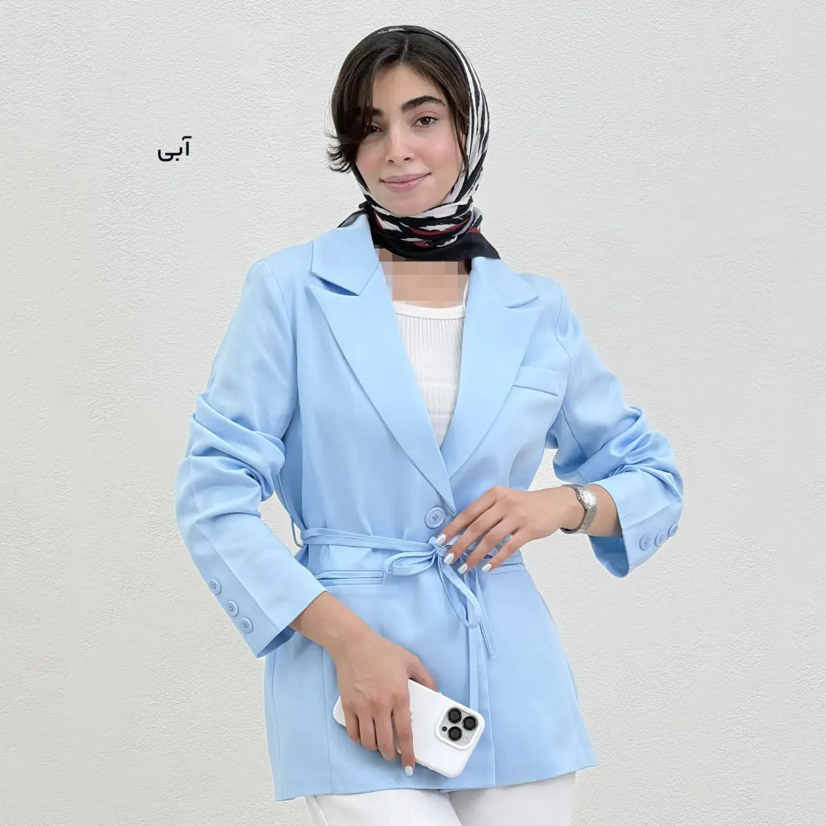 کت زنانه سیلک کمربند دار