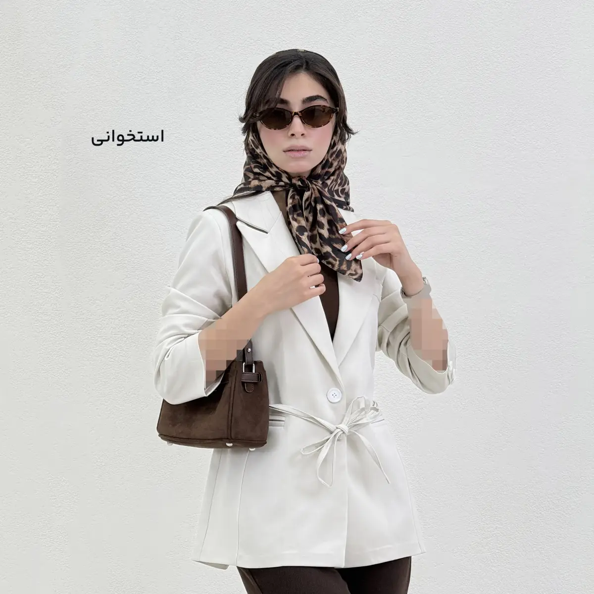 کت زنانه سیلک کمربند دار