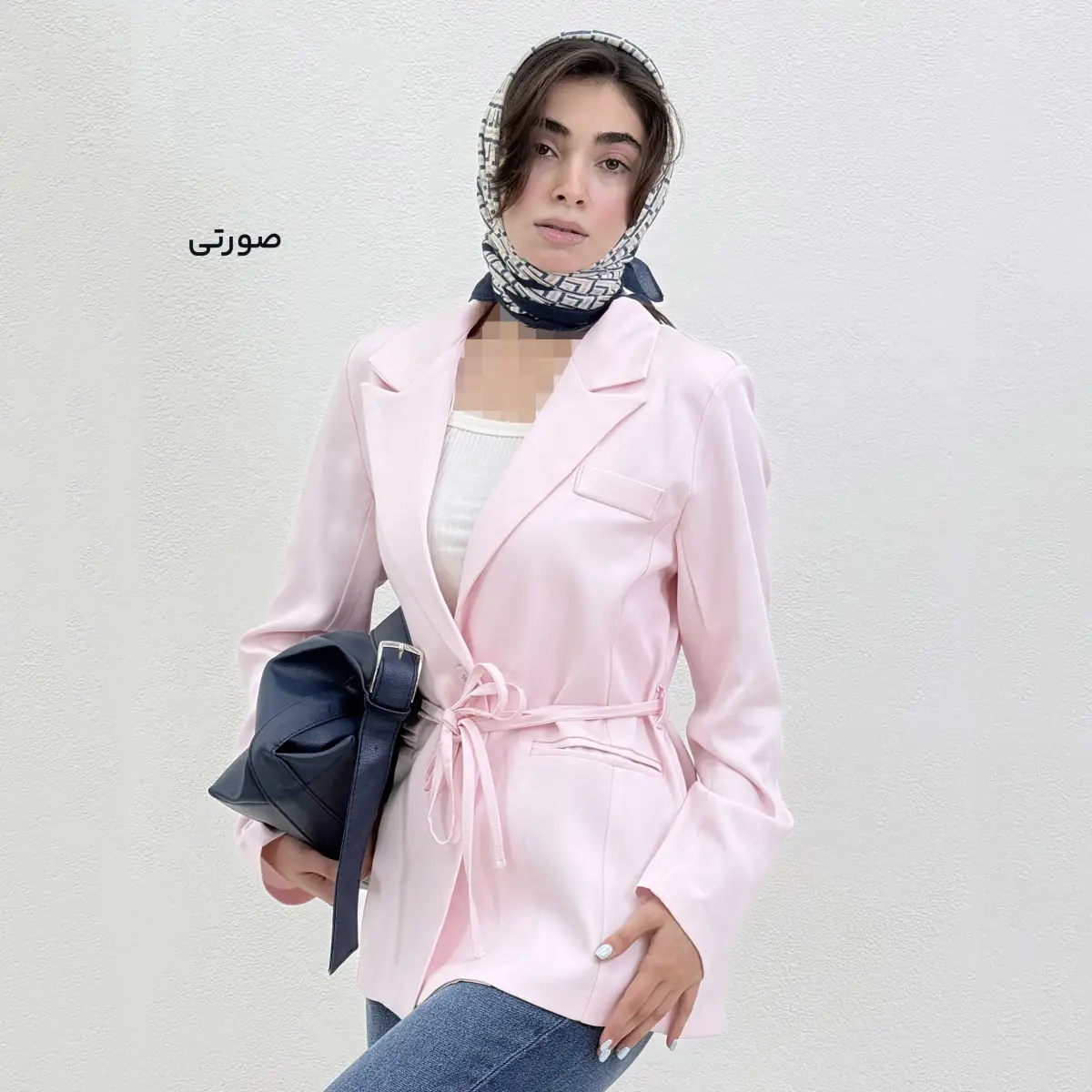 کت زنانه سیلک کمربند دار