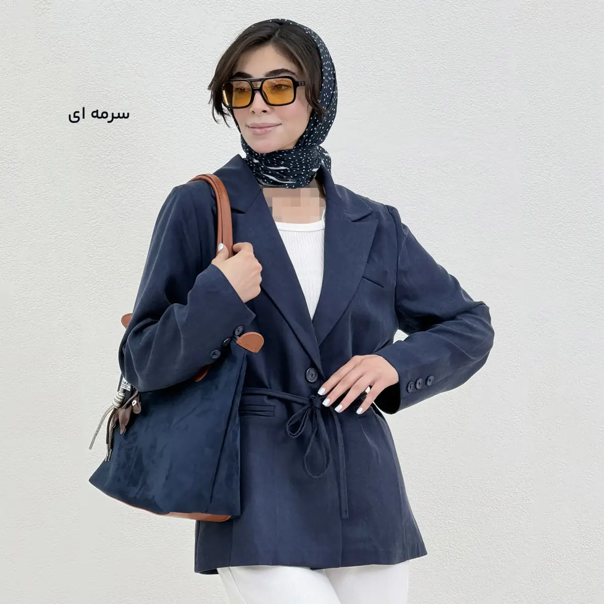 کت زنانه سیلک کمربند دار