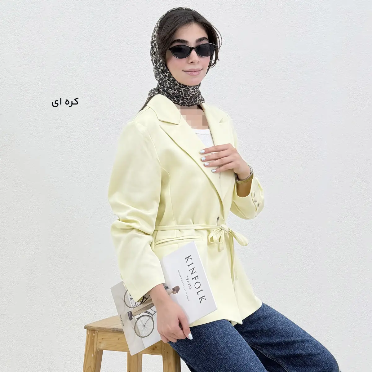 کت زنانه سیلک کمربند دار