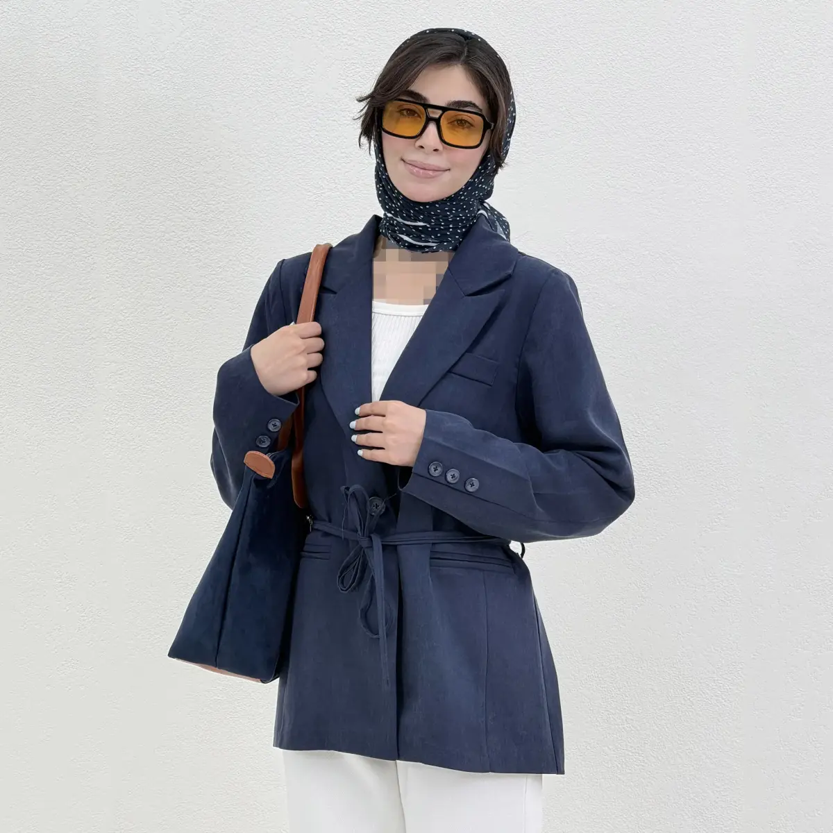 کت زنانه سیلک کمربند دار