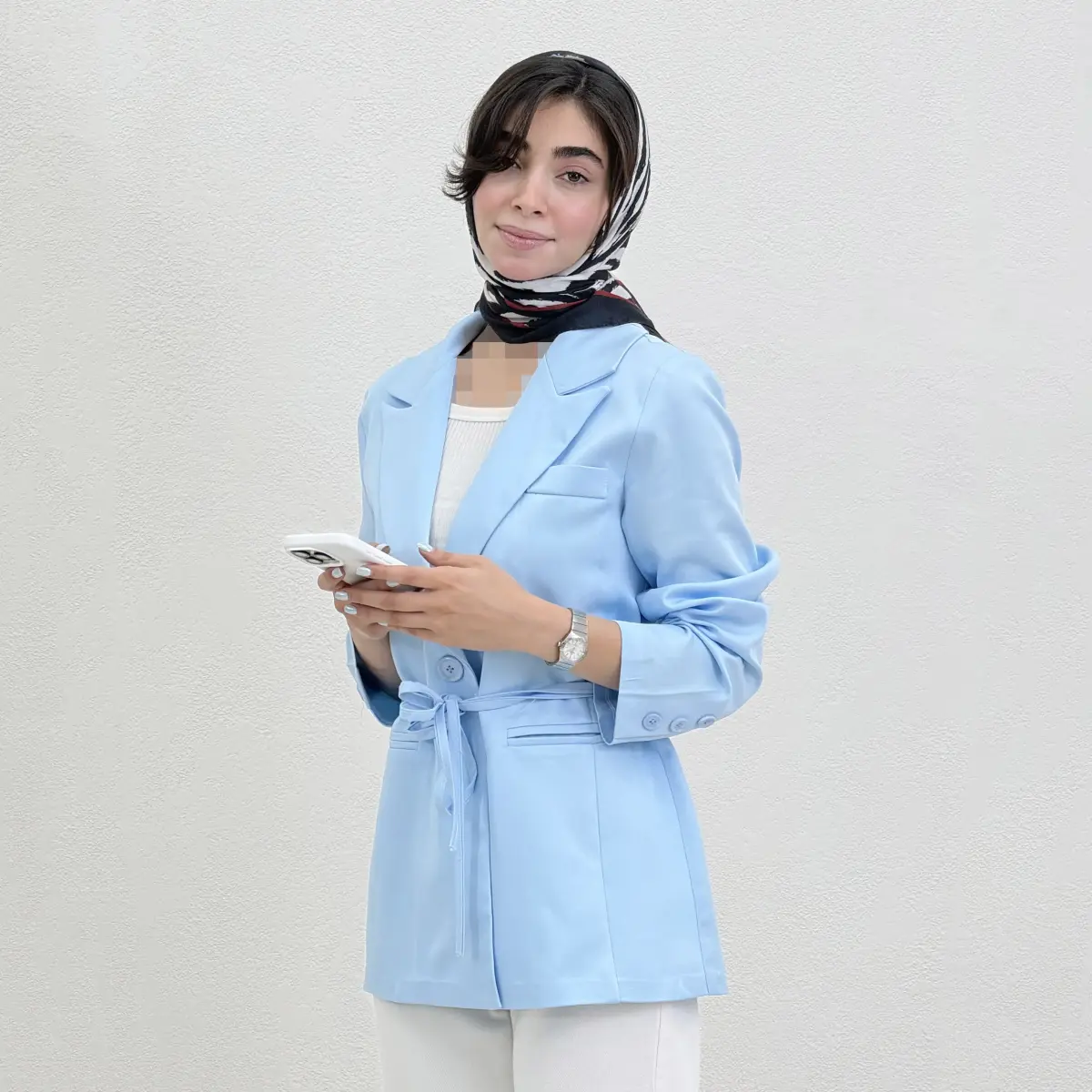 کت زنانه سیلک کمربند دار