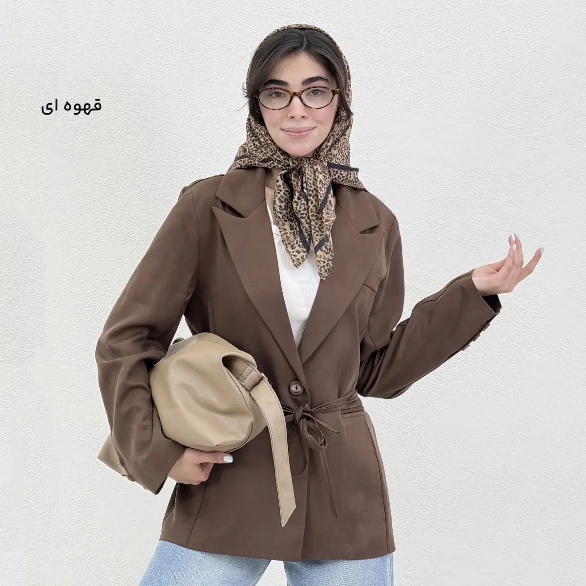کت زنانه سیلک کمربند دار