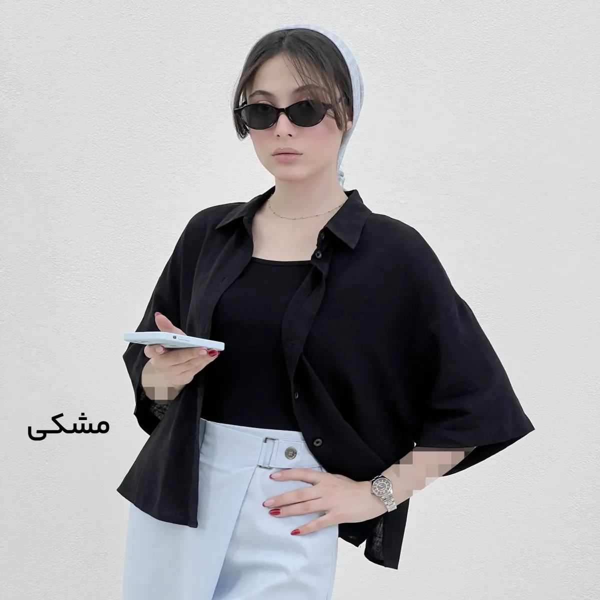 شومیز زنانه لینن یقه مردانه