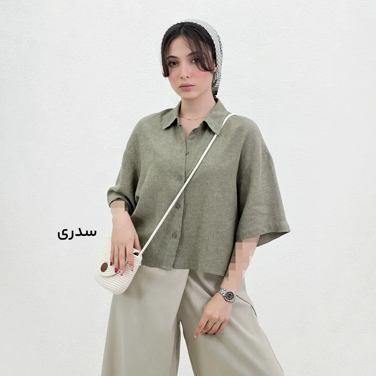 شومیز زنانه لینن یقه مردانه