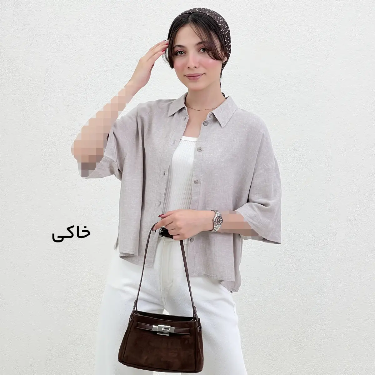 شومیز زنانه لینن یقه مردانه