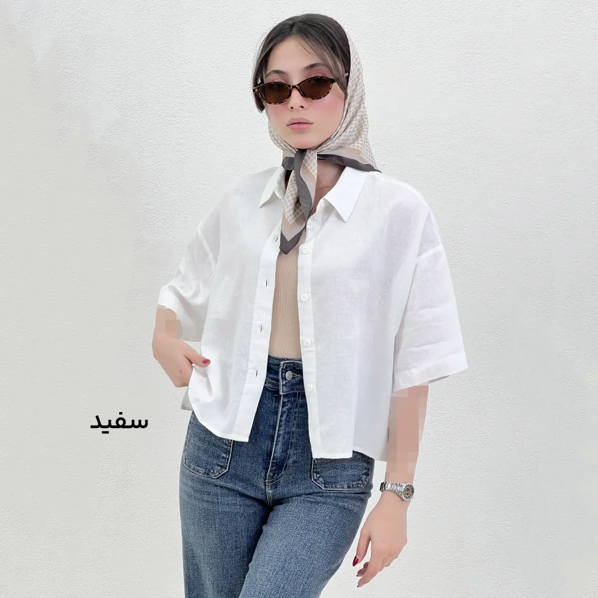 شومیز زنانه لینن یقه مردانه