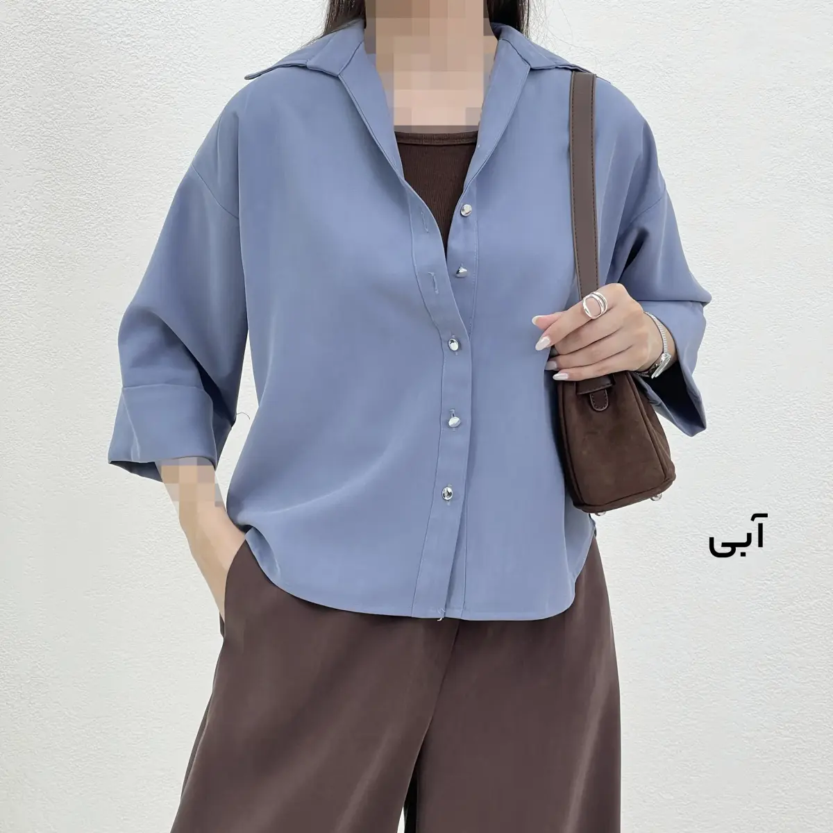 شومیز زنانه سیلک دکمه نقره ای