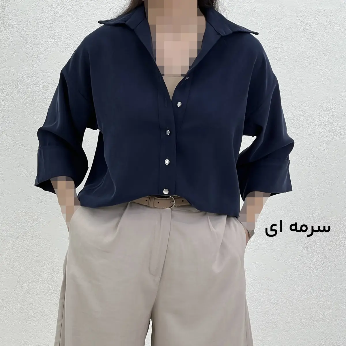 شومیز زنانه سیلک دکمه نقره ای
