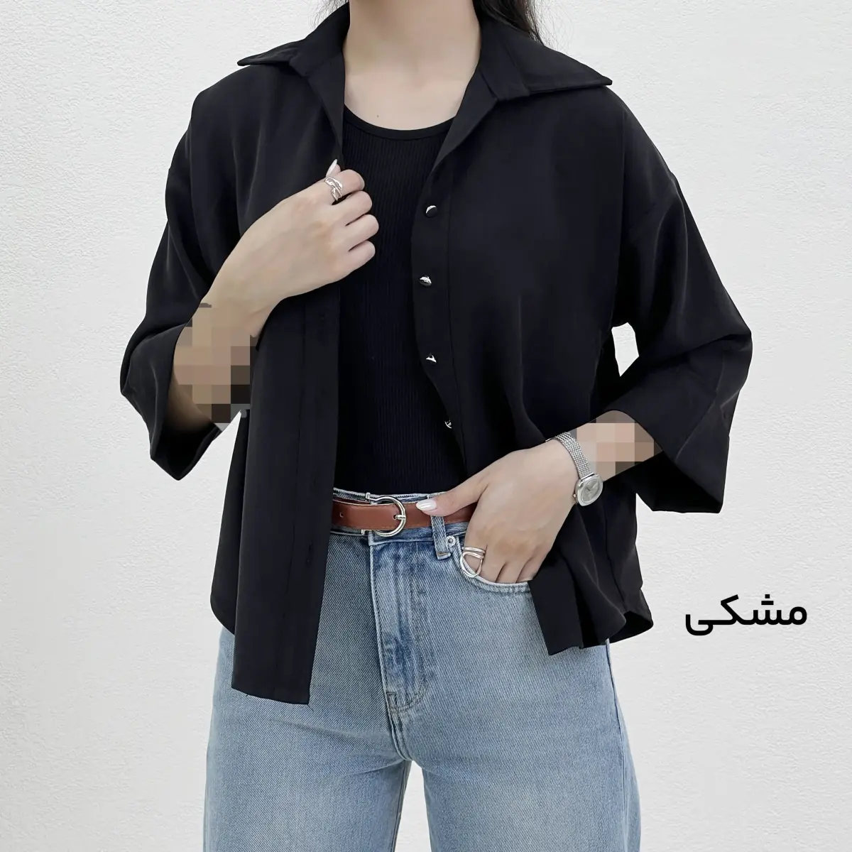 شومیز زنانه سیلک دکمه نقره ای