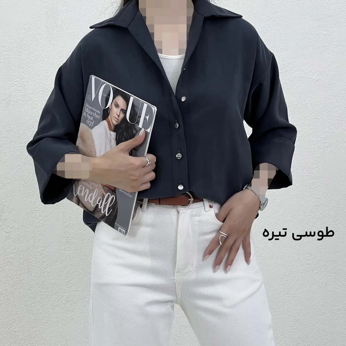 شومیز زنانه سیلک دکمه نقره ای