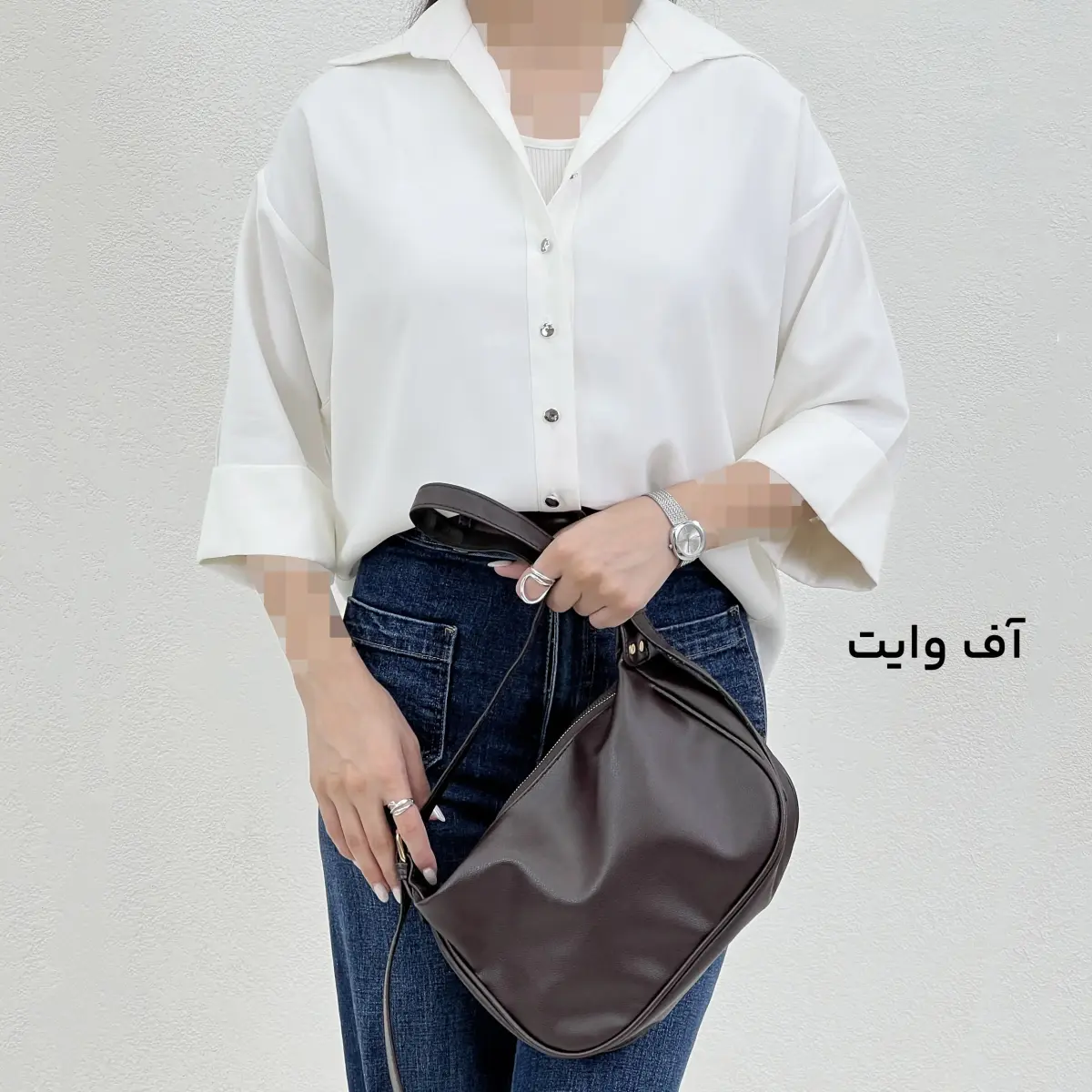 شومیز زنانه سیلک دکمه نقره ای