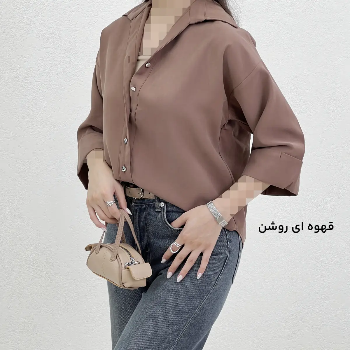 شومیز زنانه سیلک دکمه نقره ای