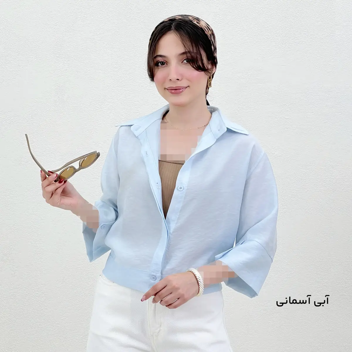شومیز کراپ زنانه سیلک پری