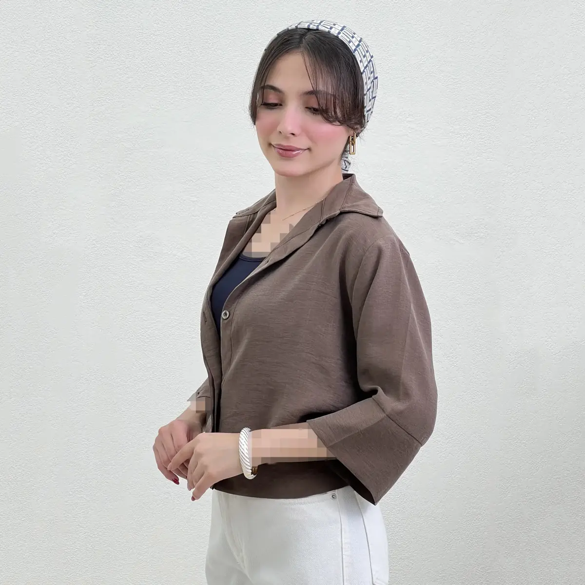 شومیز کراپ زنانه سیلک پری