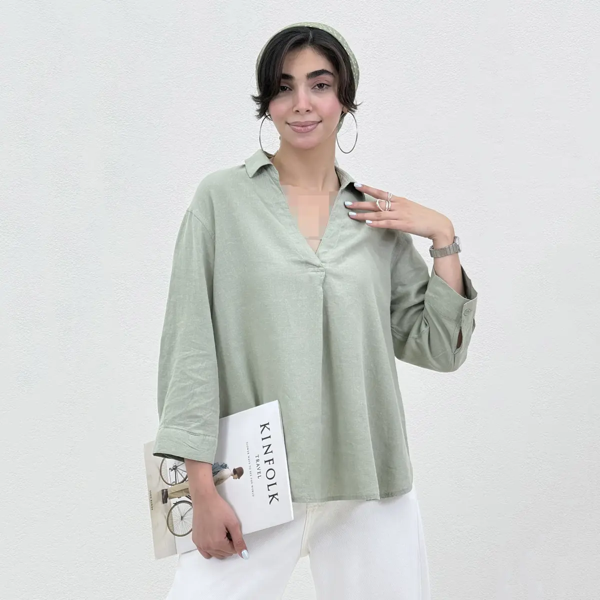 شومیز زنانه لینن جلو بسته