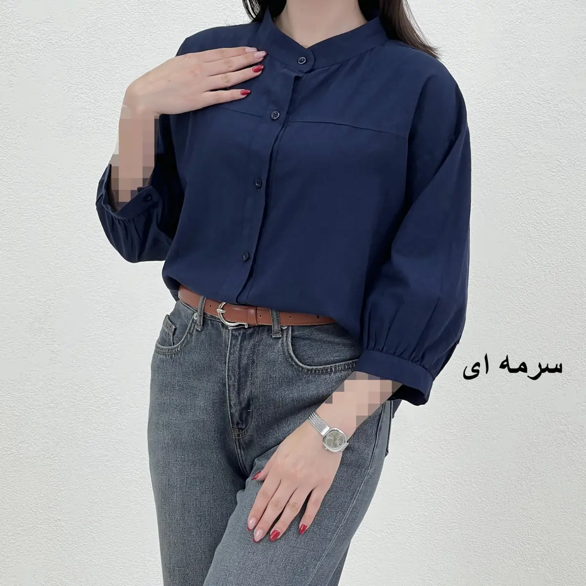 شومیز زنانه لینن یقه فرنچ