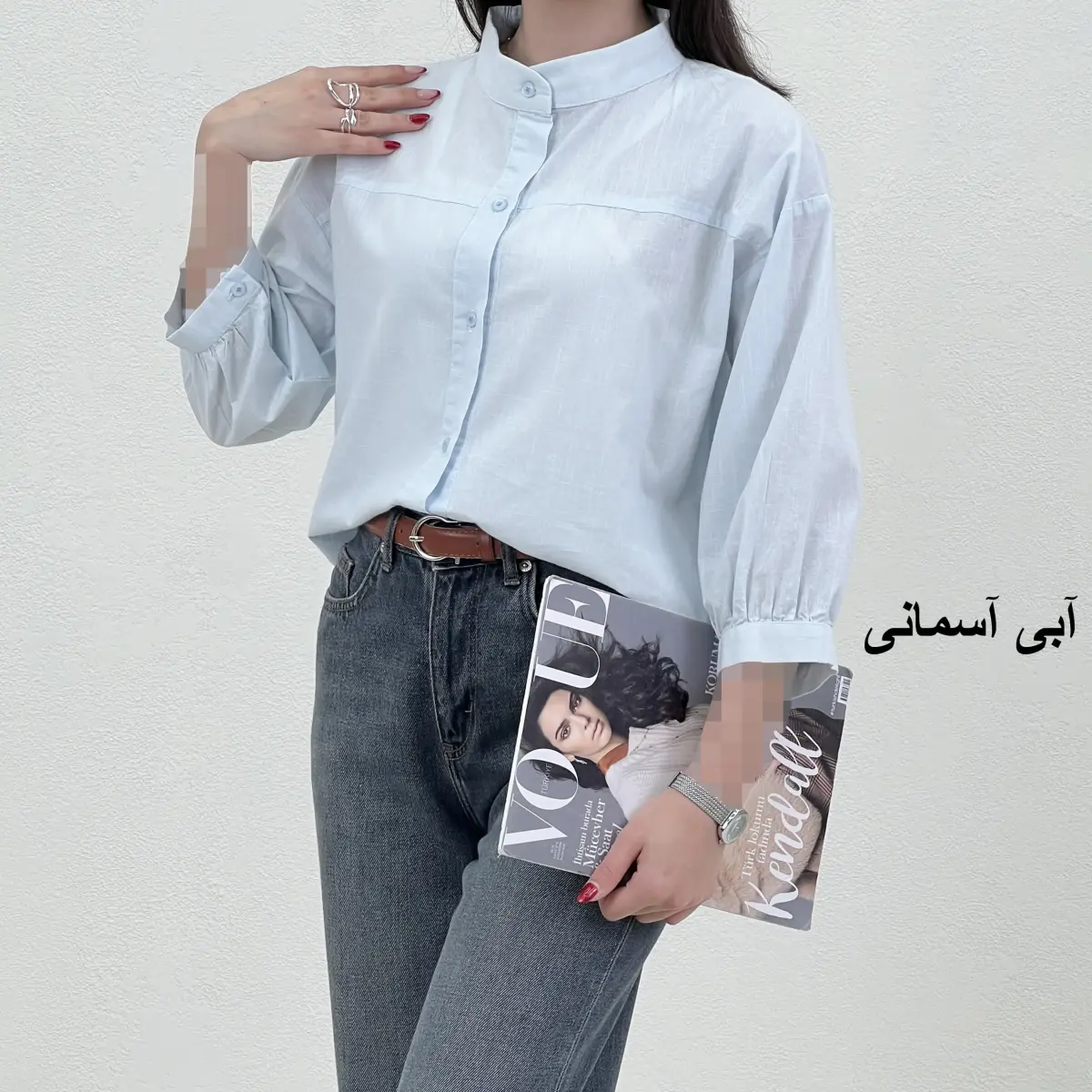 شومیز زنانه لینن یقه فرنچ