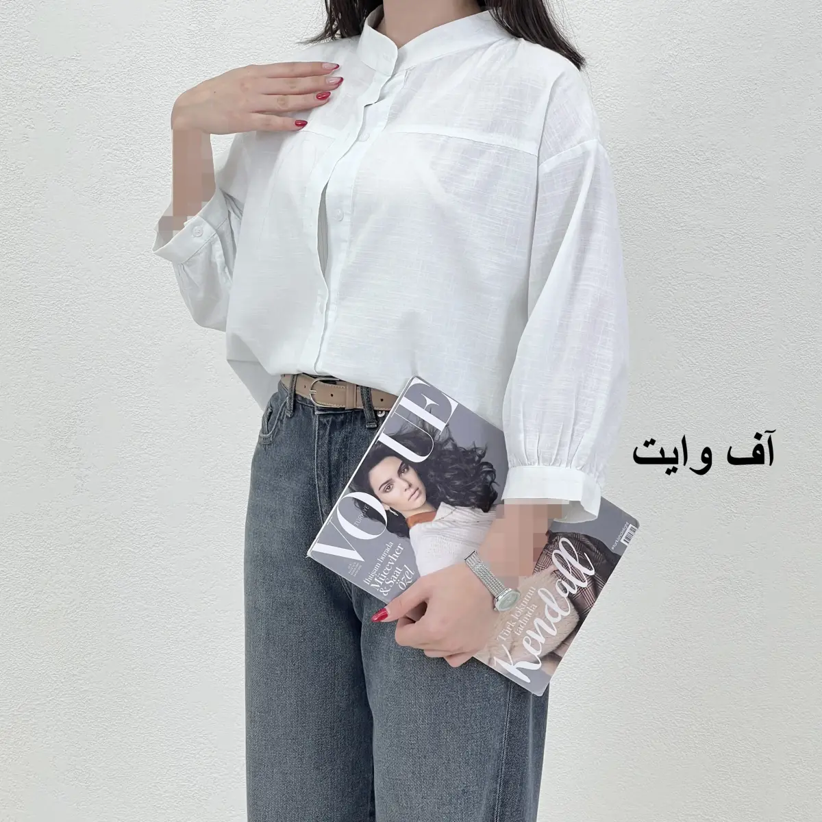 شومیز زنانه لینن یقه فرنچ
