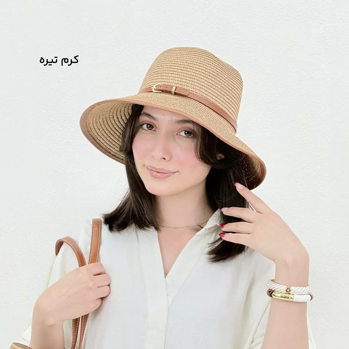 کلاه حصیری زنانه کمربنددار