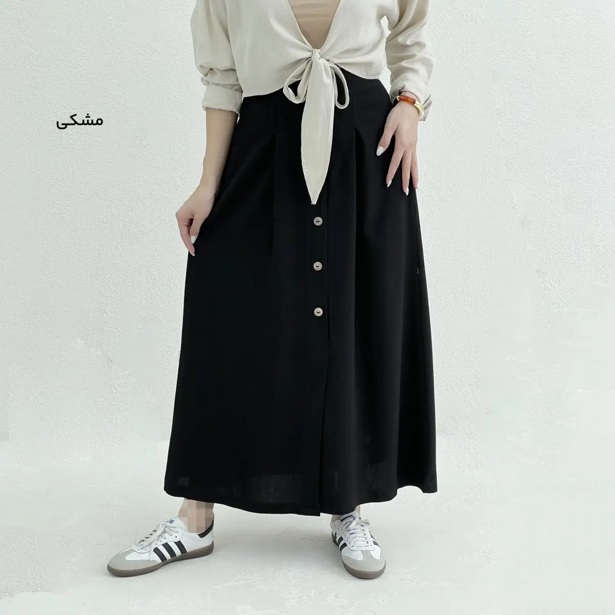 دامن زنانه لینن جلو دکمه