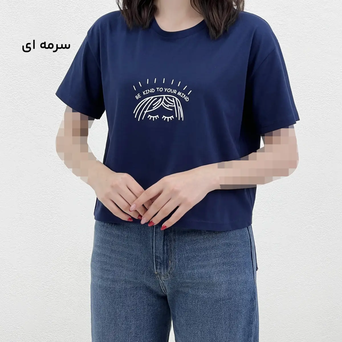 تیشرت کراپ چاپی یقه گرد