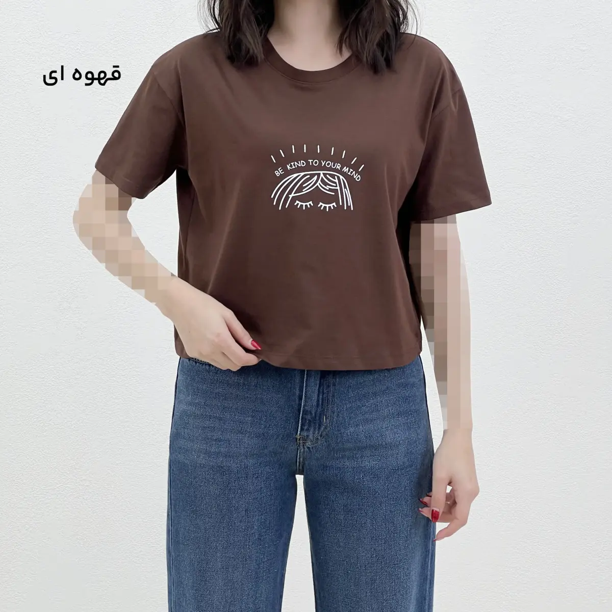 تیشرت کراپ چاپی یقه گرد