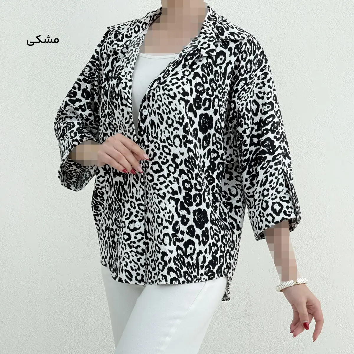 شومیز زنانه پلنگی پشت دکمه