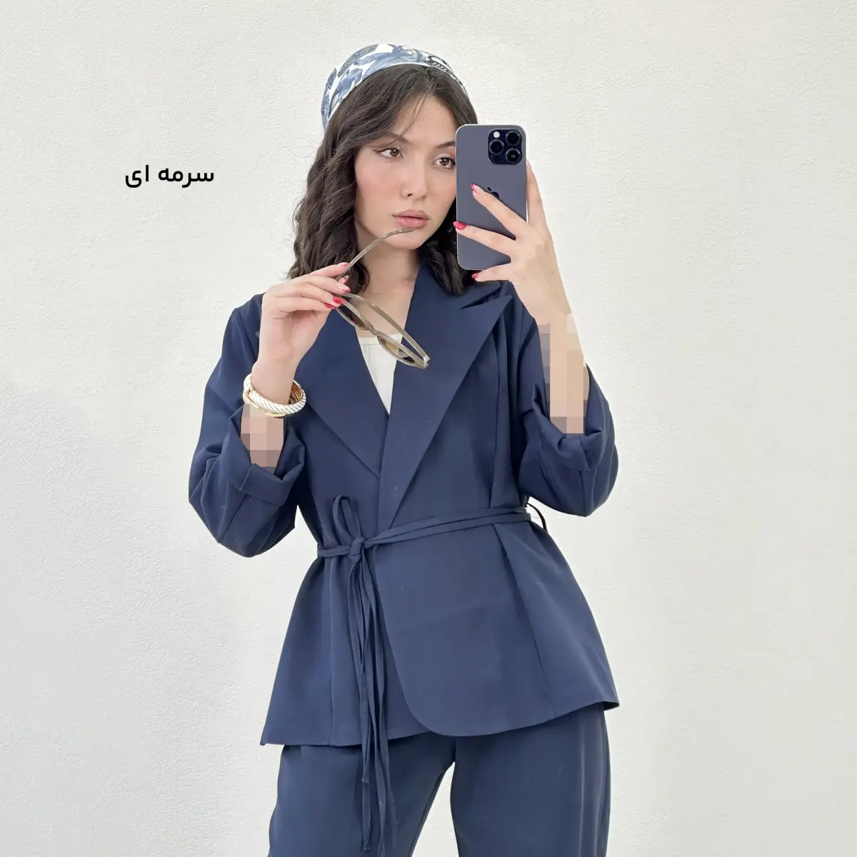 کت زنانه کرپ کمربند دار