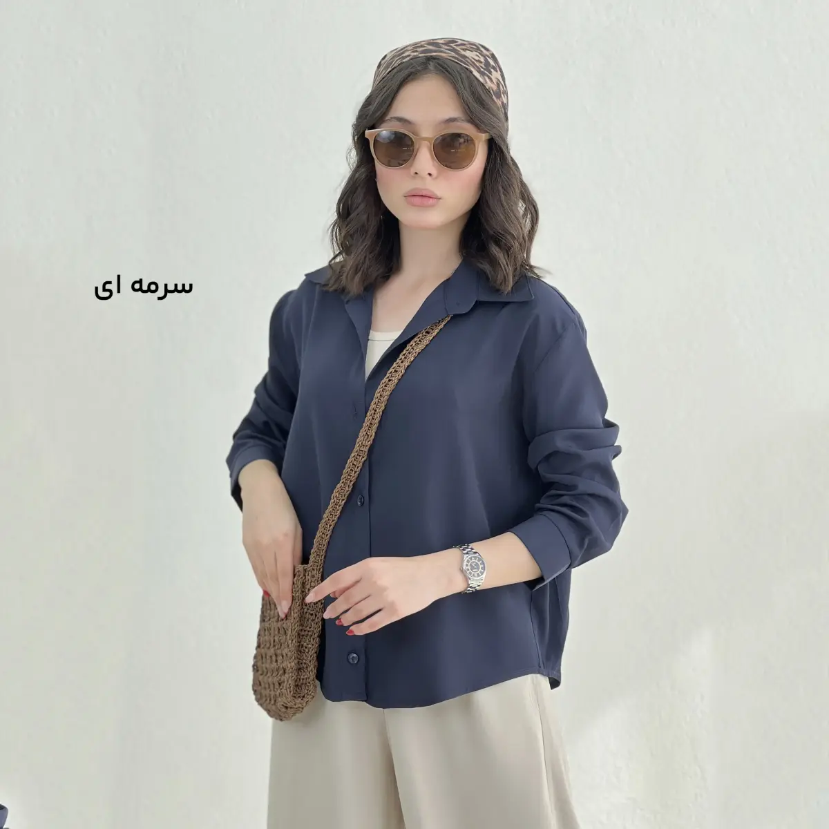 شومیز زنانه سیلک یقه مردانه