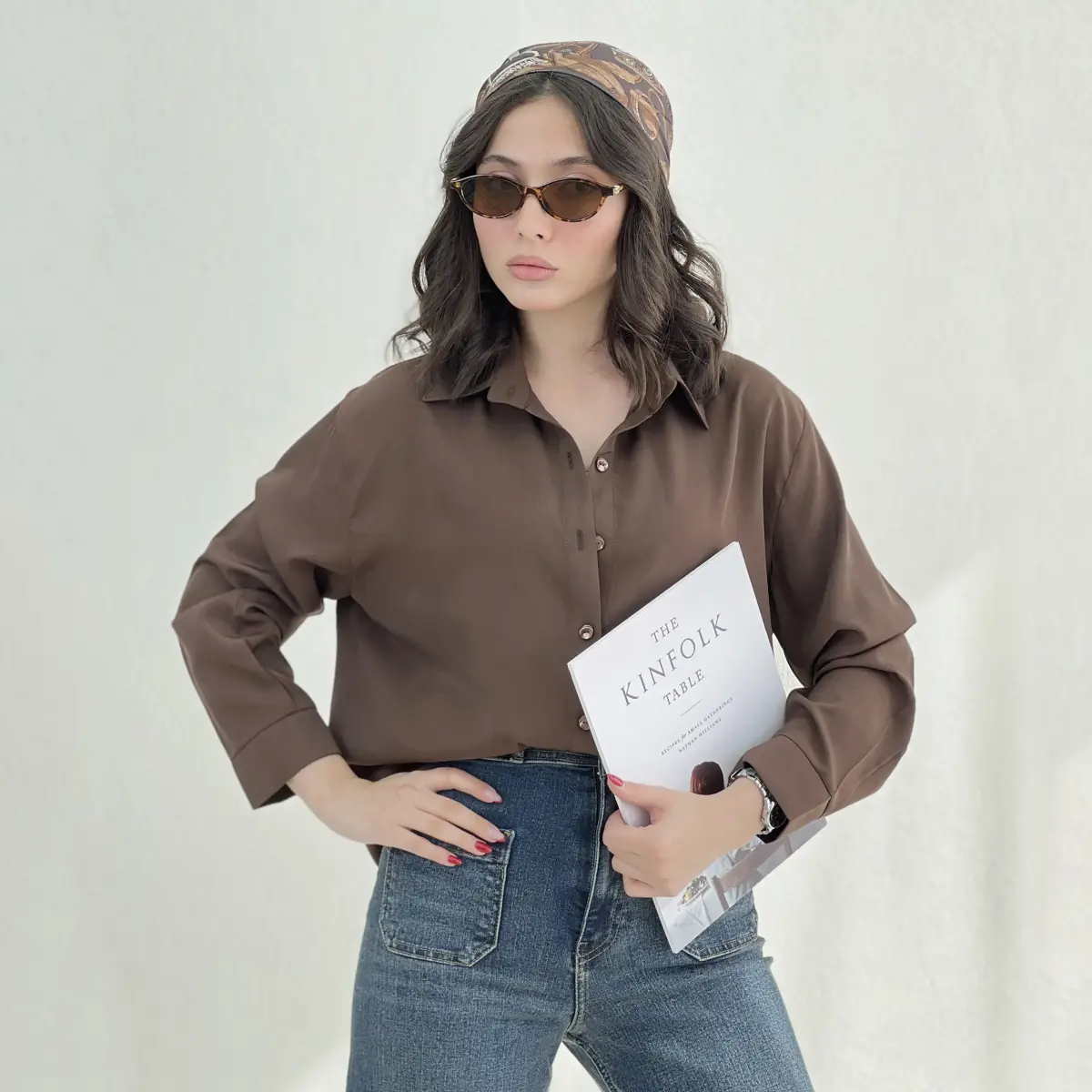 شومیز زنانه سیلک یقه مردانه