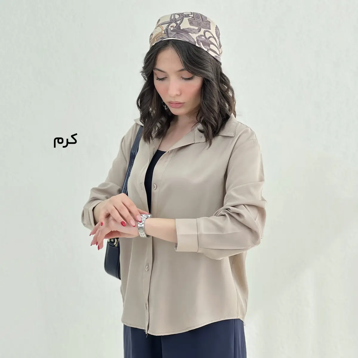 شومیز زنانه سیلک یقه مردانه