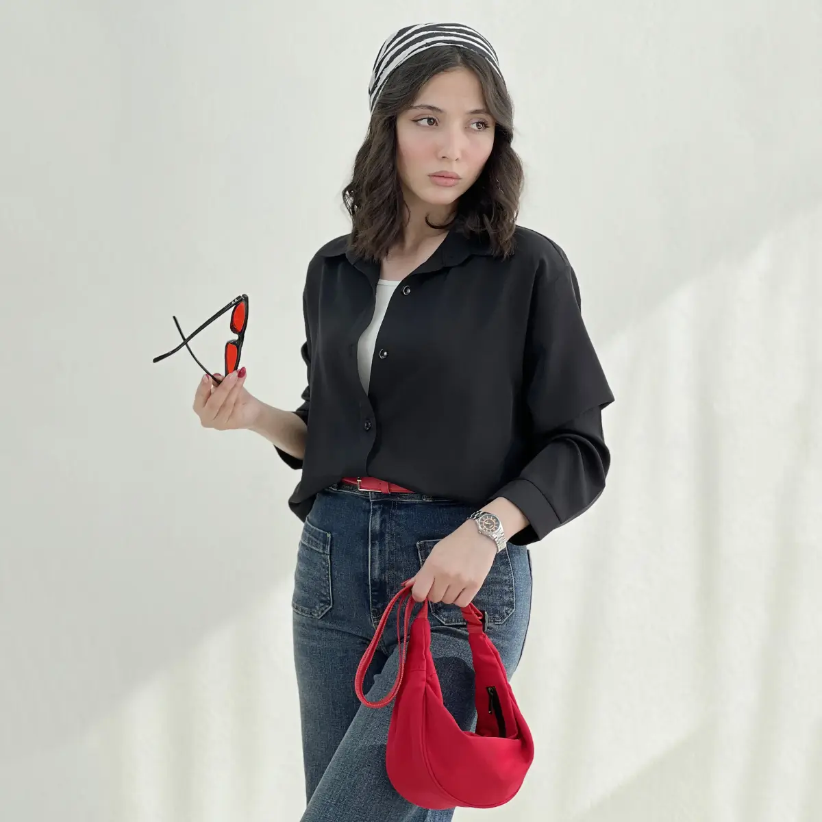شومیز زنانه سیلک یقه مردانه