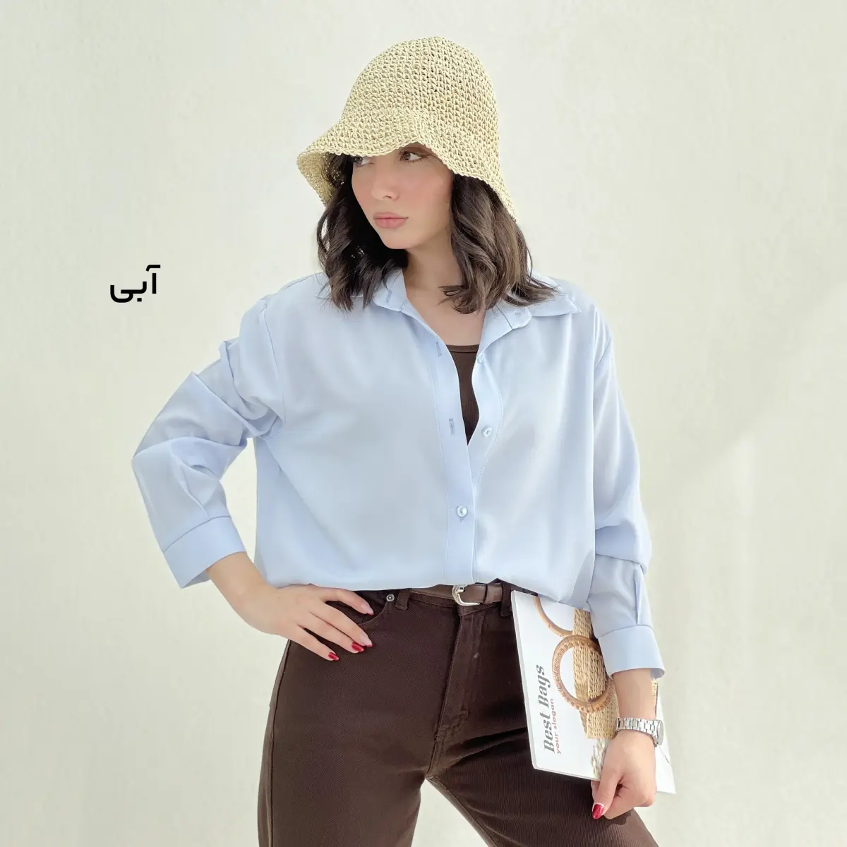 شومیز زنانه سیلک یقه مردانه