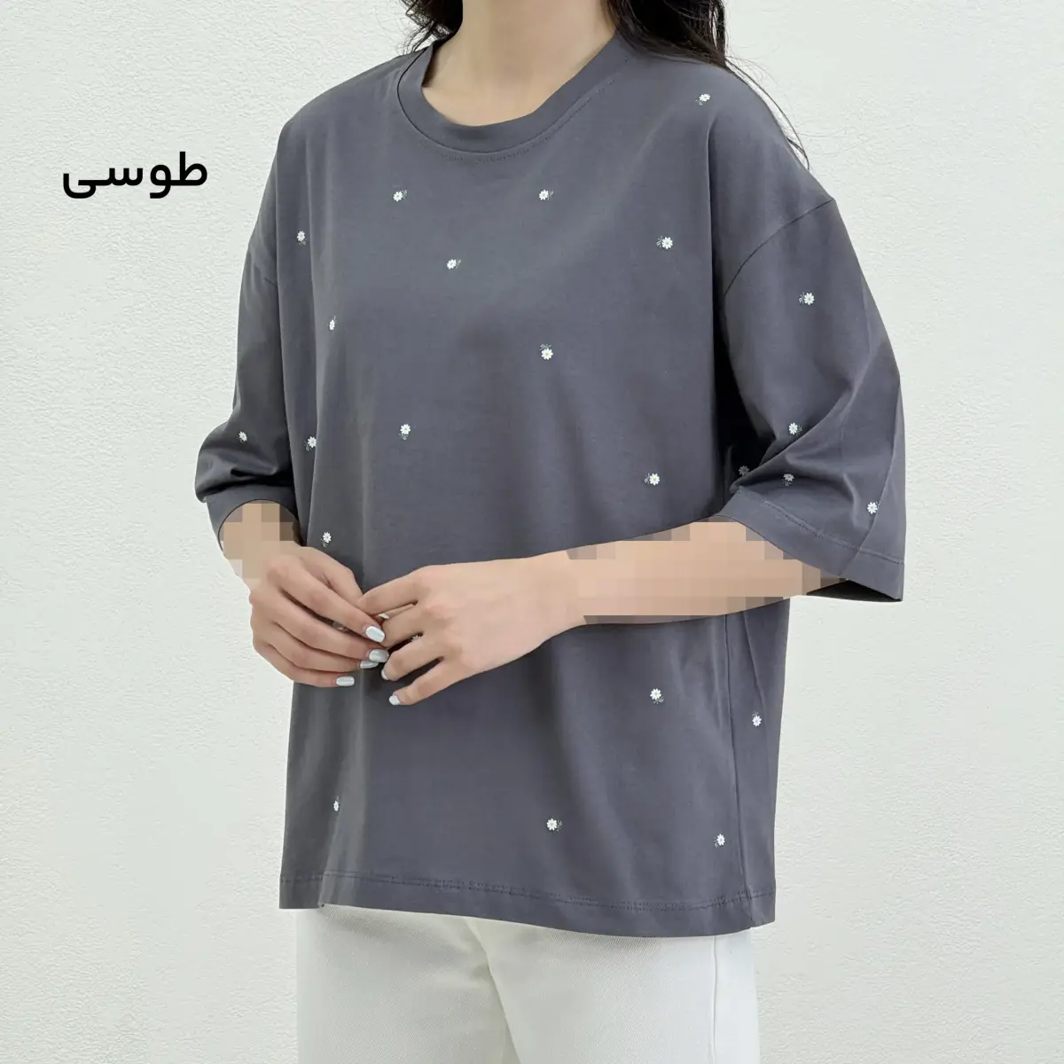 تیشرت زنانه نخ و پنبه گلدار | آی بولک