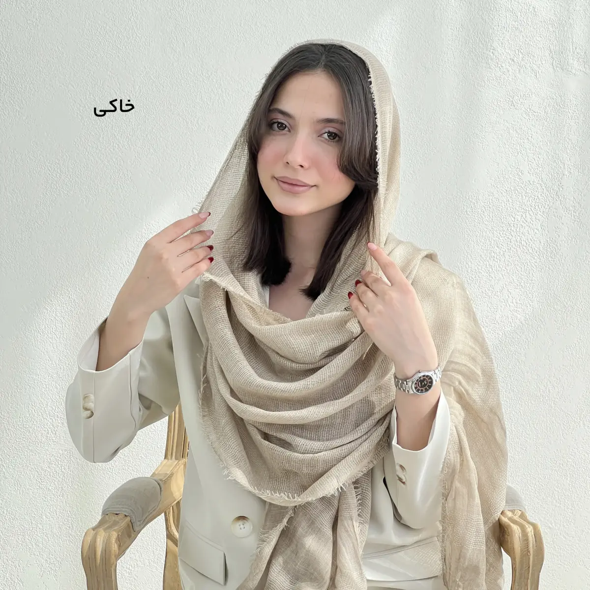 شال زنانه لینن دور ریش | آی بولک