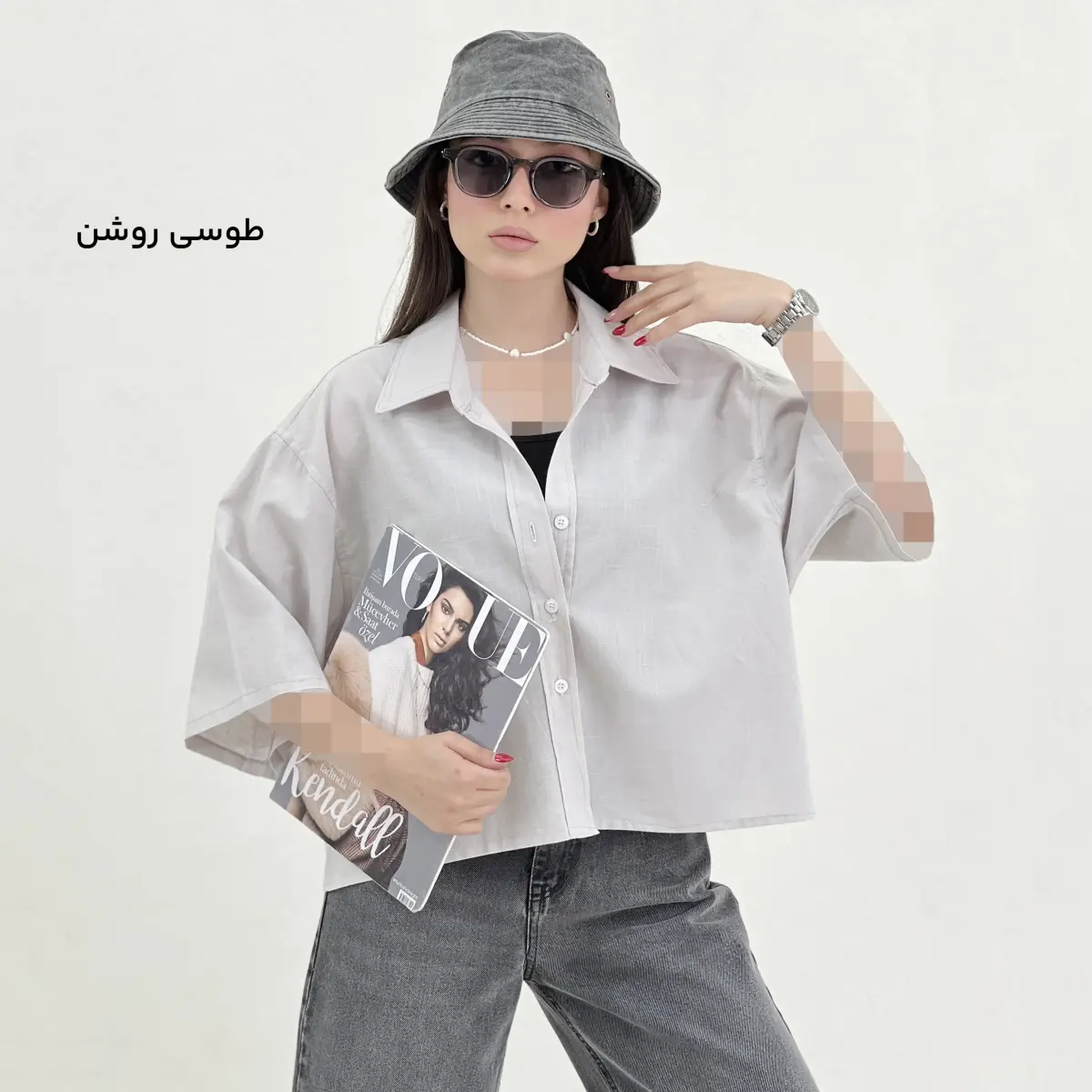 شومیز کراپ زنانه لینن | آی بولک
