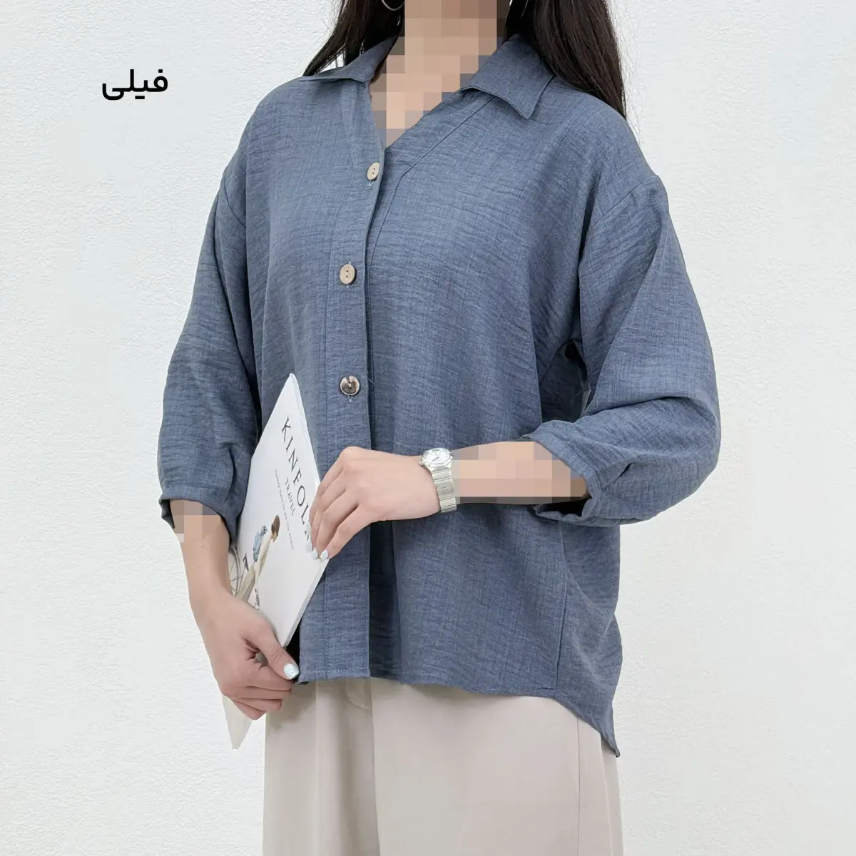 شومیز زنانه دکمه چوبی | آی بولک