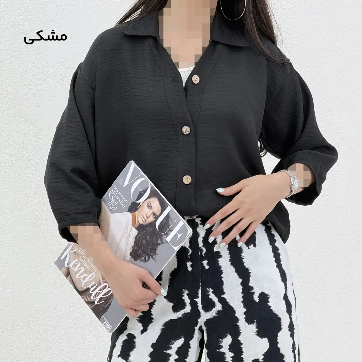شومیز زنانه دکمه چوبی | آی بولک