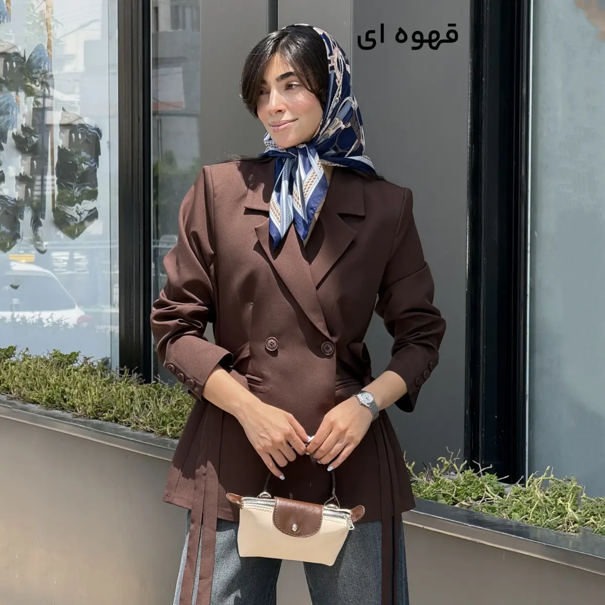 کت زنانه کرپ یقه انگلیسی بند دار | آی بولک