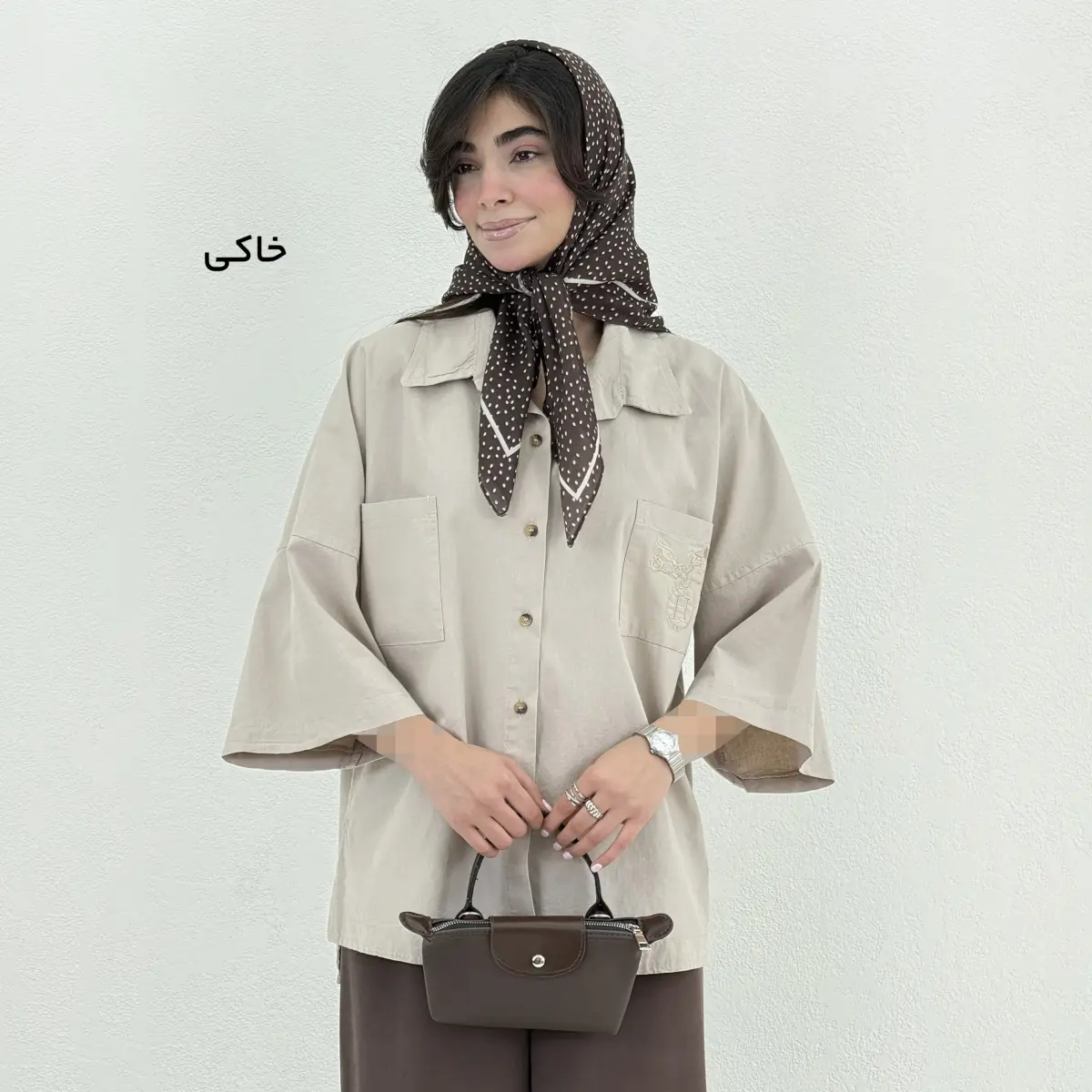 شومیز زنانه باکسی گلدوزی هرمس | آی بولک