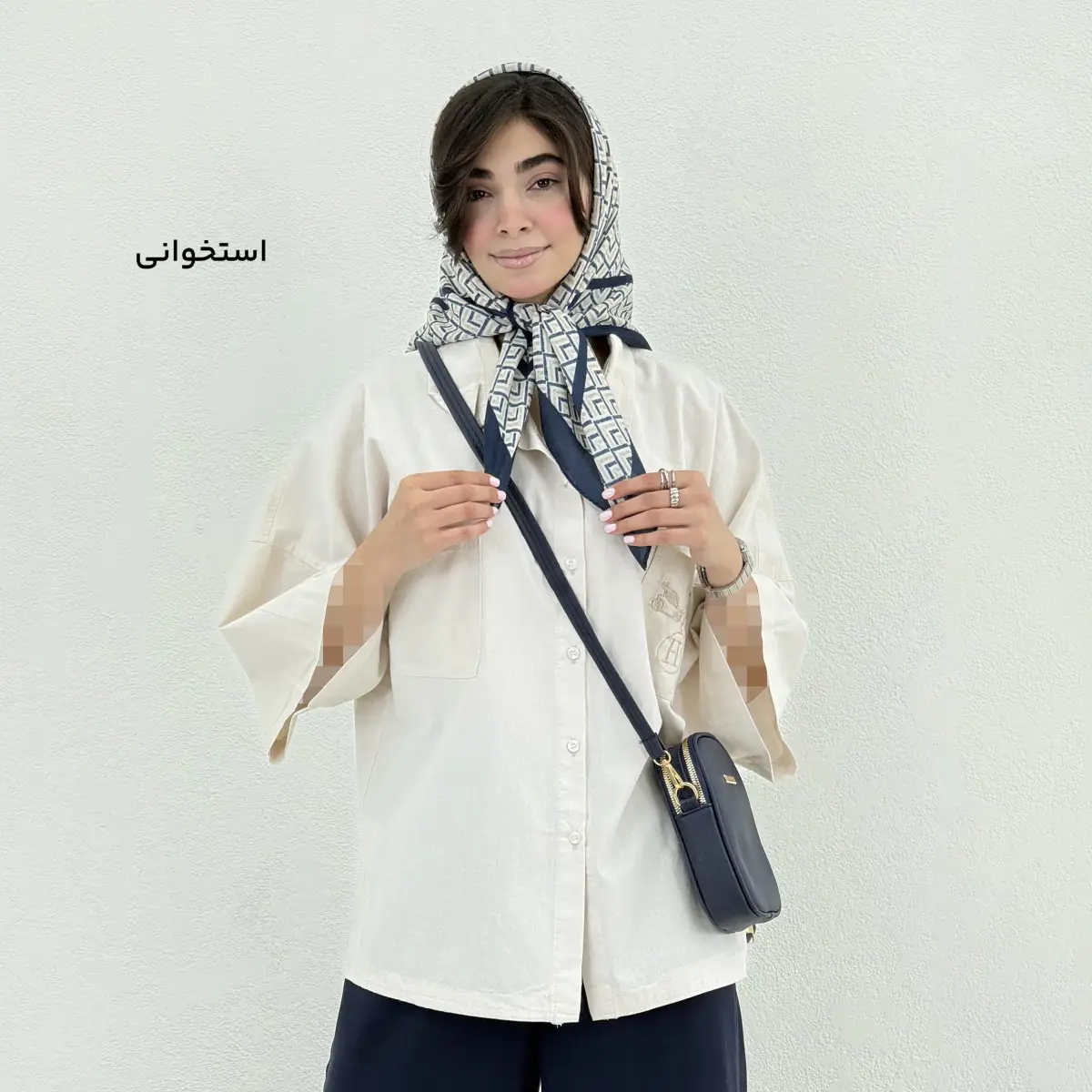 شومیز زنانه باکسی گلدوزی هرمس | آی بولک