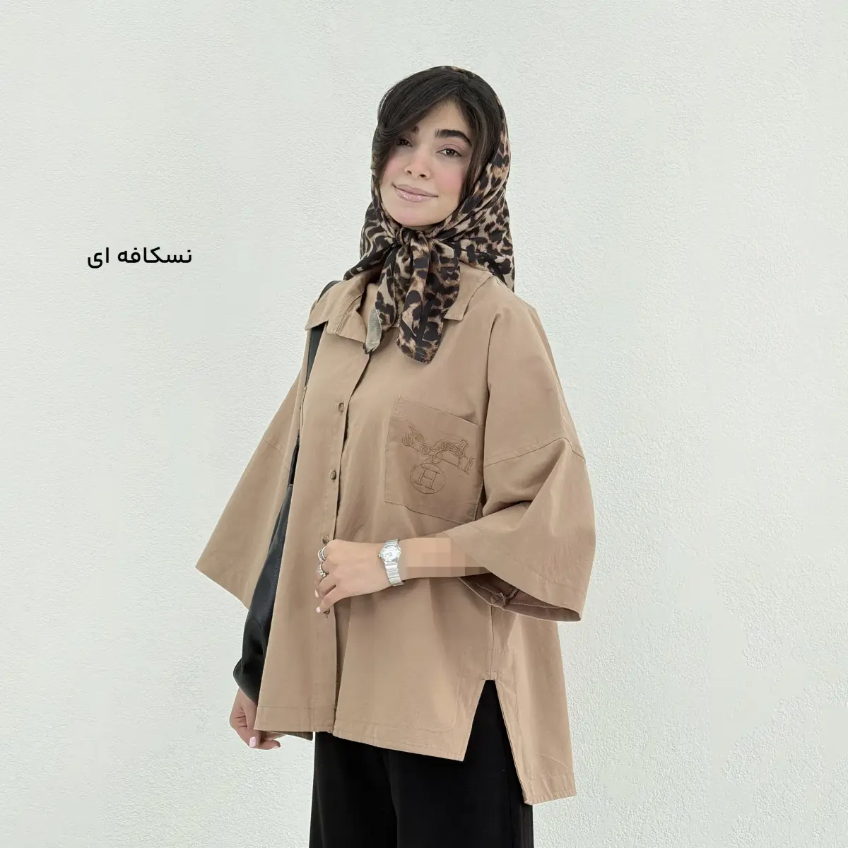 شومیز زنانه باکسی گلدوزی هرمس | آی بولک