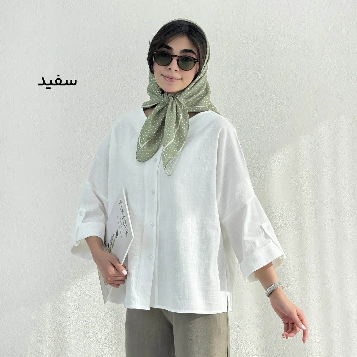 شومیز زنانه لینن یقه گرد | آی بولک