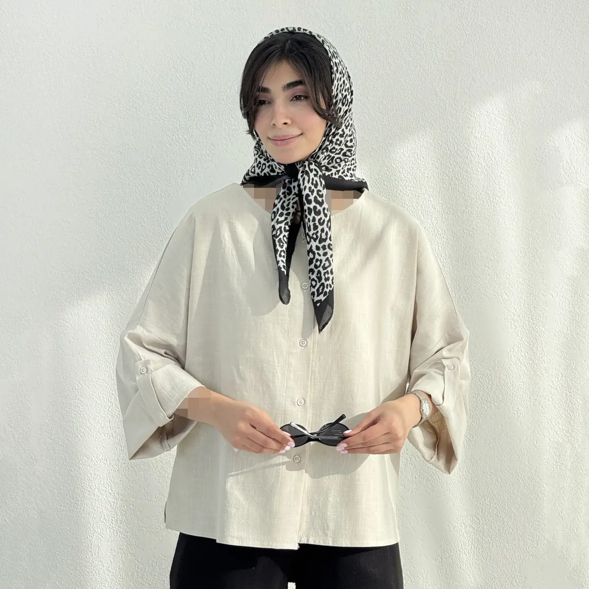 شومیز زنانه لینن یقه گرد | آی بولک