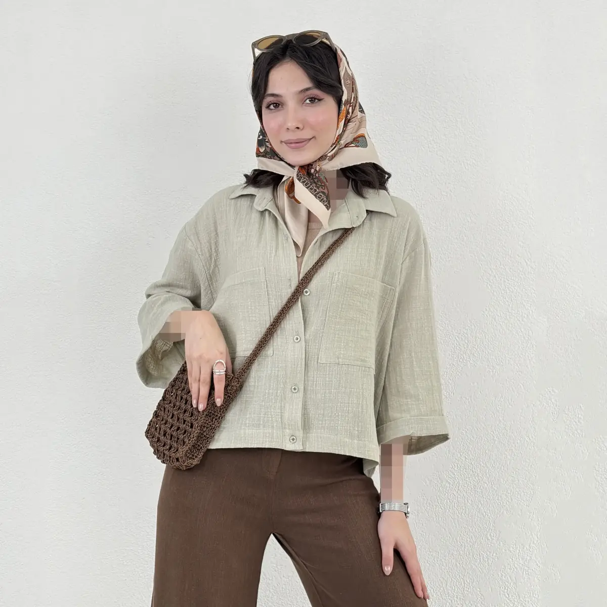 شومیز زنانه لینن دو جیب | آی بولک